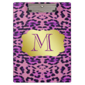 Stylische Lila Leopard Print Custom Monogram Klemmbrett (Vorderseite)