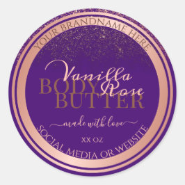 Stylische Lila Produktverpackungsmarken Rose Gold Runder Aufkleber