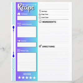 Stylische linierte Rezeptseiten (Letter-Format Pap