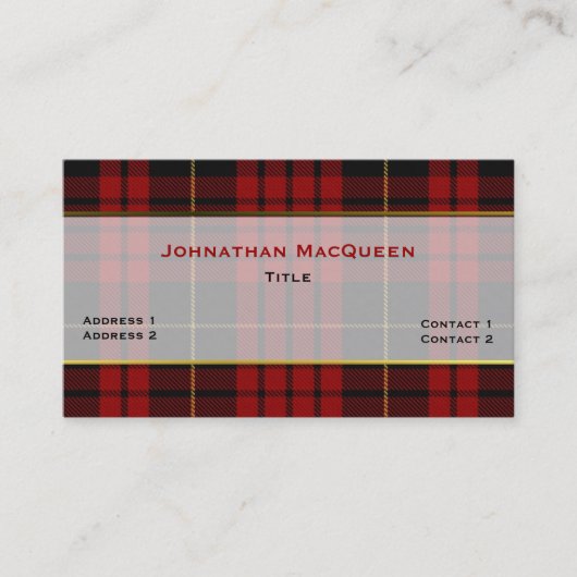 Stylische MacQueen Clan Karierte Custom Business C Visitenkarte (Vorderseite)