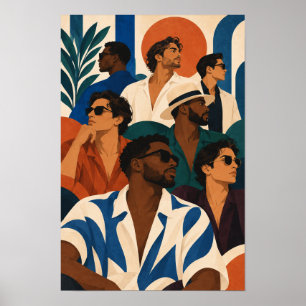 Stylische Männer in Sonnenbrillen Farbige moderne Poster