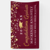 Stylische Maroon Burgundy Gold Script Glückwunsch Banner (Vertikal)