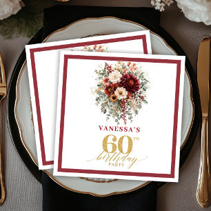 Stylische Marsala-Gold-Herbst-60.-Geburtstagsfeier Serviette