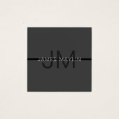 Stylische Maskuline Dunkelgrau Name & Monogramm (Vorderseite)