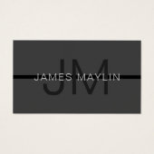 Stylische Maskuline Dunkelgrau Name & Monogramm (Vorderseite)