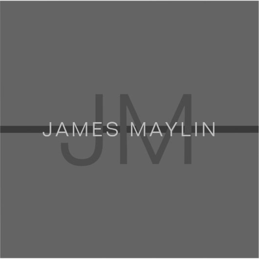 Stylische Maskuline Dunkelgrau Name & Monogramm Aufkleber (Vorderseite)