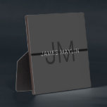 Stylische Maskuline Dunkelgrau Name & Monogramm Fotoplatte<br><div class="desc">Vollständig anpassbares Monogramm-Design,  bearbeiten,  wie Sie möchten.</div>