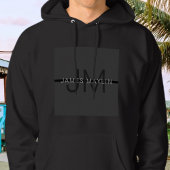 Stylische Maskuline Dunkelgrau Name & Monogramm Hoodie