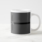 Stylische Maskuline Dunkelgrau Name & Monogramm Jumbo-Tasse (Rechts)