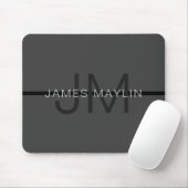 Stylische Maskuline Dunkelgrau Name & Monogramm Mousepad (Mit Mouse)