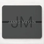 Stylische Maskuline Dunkelgrau Name & Monogramm Mousepad (Vorne)