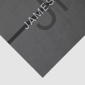 Stylische Maskuline Dunkelgrau Name & Monogramm Seidenpapier (Ausschnitt)