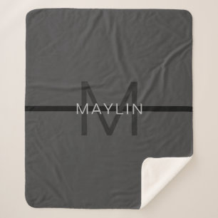 Stylische Maskuline Dunkelgrau Name & Monogramm Sherpadecke