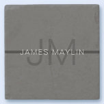 Stylische Maskuline Dunkelgrau Name & Monogramm Steinuntersetzer<br><div class="desc">Vollständig anpassbares Monogramm-Design,  bearbeiten,  wie Sie möchten.</div>