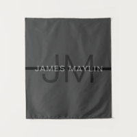 Stylische Maskuline Dunkelgrau Name & Monogramm