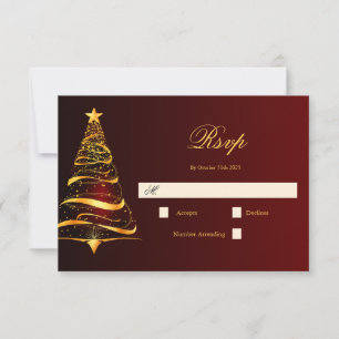 Stylische minimalistische goldene Weihnachtsbaum-H RSVP Karte