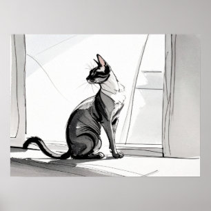 Stylische minimalistische Kunst Katze in der Stadt Poster