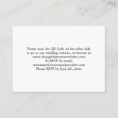 Stylische Minimalistische QR Code Website RSVP Car Begleitkarte (Rückseite)