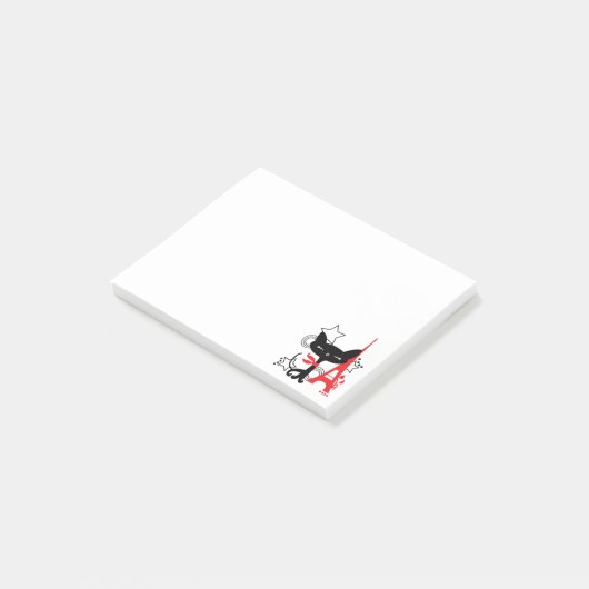 Stylische Mode Cat Silhouette in Frankreich Post-it Klebezettel (angewinkelt)