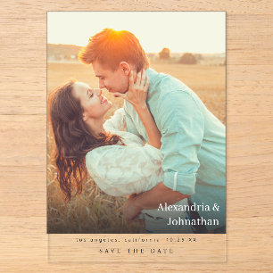 Stylische Mode-Foto-Save-the-Date-Karte Acryleinladungen