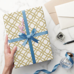 Stylische moderne goldene Quatrefoil-Hochzeit Geschenkpapier