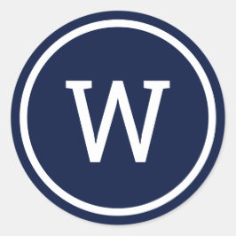 Stylische moderne Monogram Navy Blue Runder Aufkleber