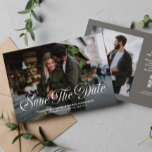 Stylische moderne Schrift Zwei-Fotos-Hochzeit