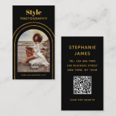 Stylische moderne Script Foto QR Code Fotografie Visitenkarte (Vorne/Hinten)
