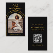 Stylische moderne Script Foto QR Code Fotografie Visitenkarte (Vorne/Hinten)