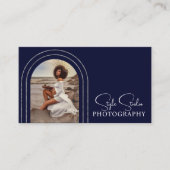 Stylische moderne Script Foto QR Code Fotografie Visitenkarte (Vorderseite)