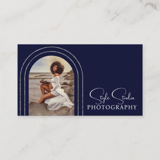 Stylische moderne Script Foto QR Code Fotografie Visitenkarte (Vorderseite)