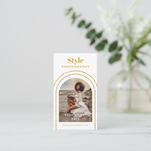 Stylische moderne Script Foto QR Code Fotografie Visitenkarte (Stehend Vorderseite)