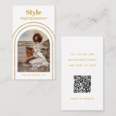 Stylische moderne Script Foto QR Code Fotografie Visitenkarte (Vorne/Hinten)