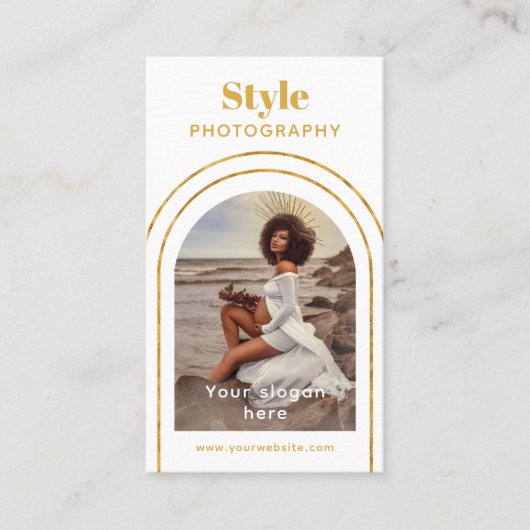 Stylische moderne Script Foto QR Code Fotografie Visitenkarte (Vorderseite)