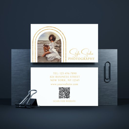 Stylische moderne Script Foto QR Code Fotografie Visitenkarte
