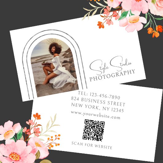 Stylische moderne Script Foto QR Code Fotografie Visitenkarte