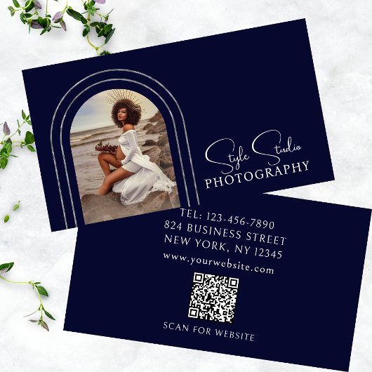Stylische moderne Script Foto QR Code Fotografie Visitenkarte