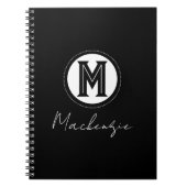 Stylische moderne Script Monogram Office 3 Ring Bi Notizblock (Vorderseite)