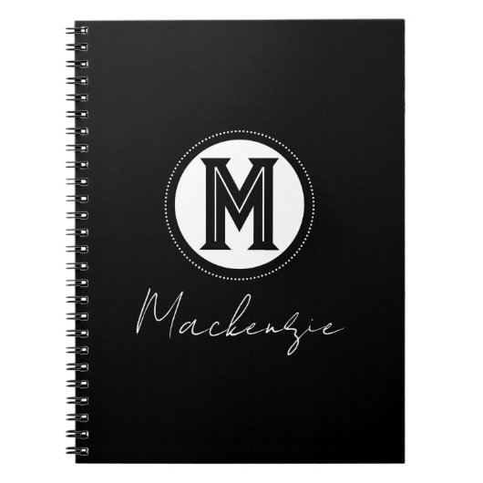 Stylische moderne Script Monogram Office 3 Ring Bi Notizblock (Vorderseite)