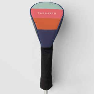 Stylische moderne Streifen Navy Rot Pink Personali Golf Headcover