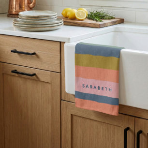 Stylische moderne Streifen schöne Erdtöne individu Geschirrtuch