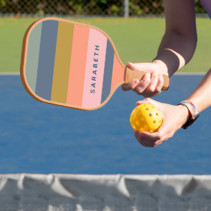 Stylische moderne Streifen schöne Erdtöne individu Pickleball Schläger