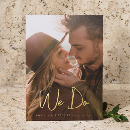 Stylische Moderne Wir machen Gold Foto Save the Da Folieneinladung