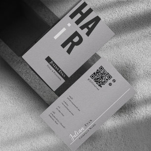 Stylische monochrome graue Visitenkarte für Friseu