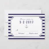 Stylische Nautical Custom Navy White RSVP Karte (Vorderseite)