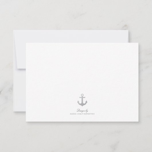 Stylische Nautical Custom Navy White RSVP Karte (Rückseite)