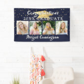 Stylische Navy Gold Herzlichen Glückwunsch Graduat Banner (Insitu)