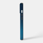 Stylische Navy Monogrammierte Midnight Palm iPhone 15 Hülle (Linke Seite)