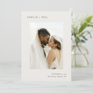 Stylische Neutrale Foto Minimalistische Hochzeit Save The Date