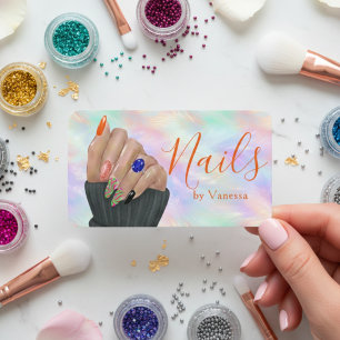 Stylische Opal-Irideszenz-Nagelkunst-Maniküre-Küns Visitenkarte